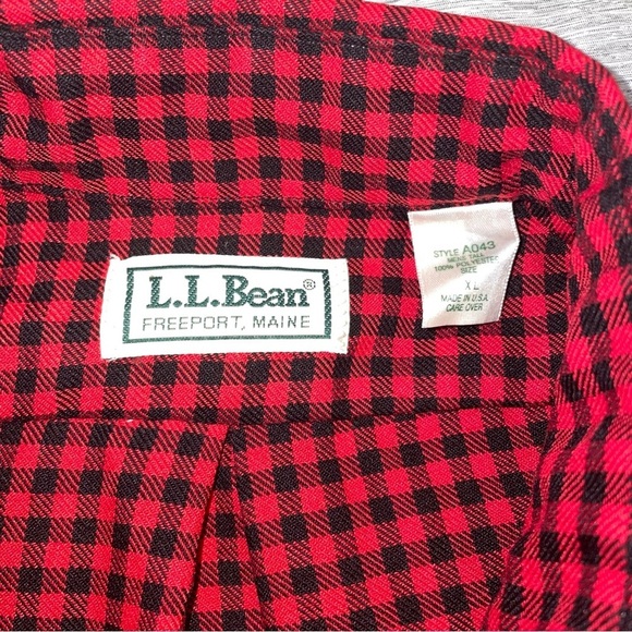 Ll bean  lightweight flannel red/black checkered button down shirt sz xl-tall​ - Picture 3 of 3